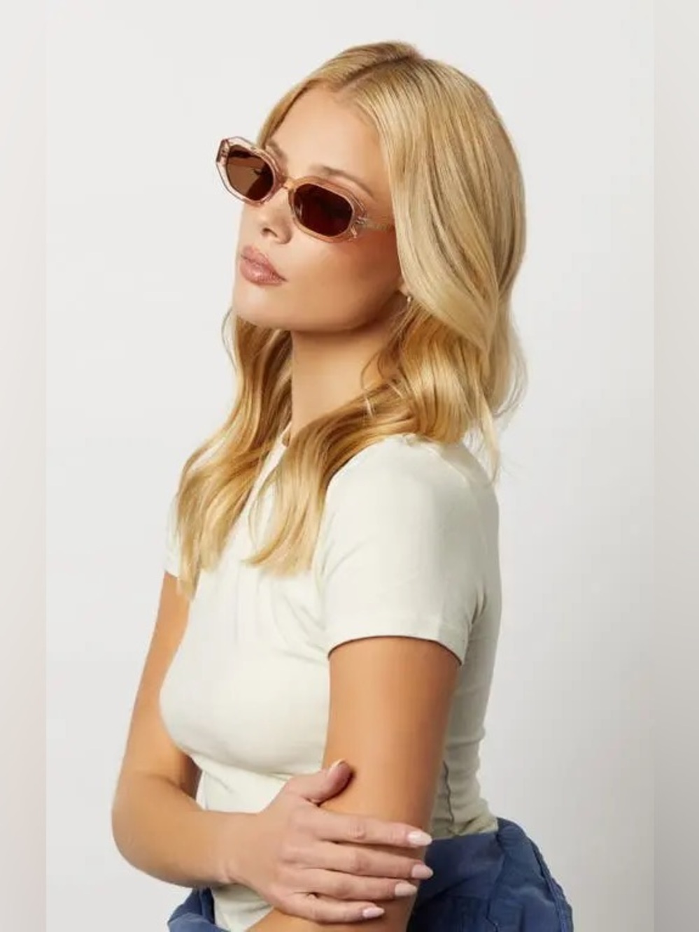 NWT DIFF Allegra 53mm Oval Sunglasses - Vintage Rose Crystal Frame/Brn Grad
